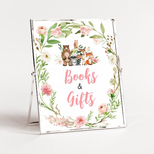 Rosa Florales Wald Bücher und Geschenke Schild