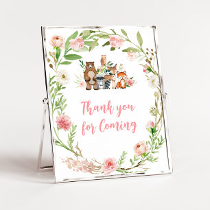 Rosa Florales Wald Danke-fürs-Kommen-Schild Poster