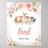 Rosa Florales Wald-Dusch-Lebensmittel-Schild Poster (Vorne)