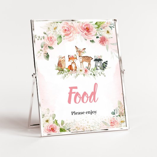 Rosa Florales Wald-Dusch-Lebensmittel-Schild Poster