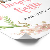 Rosa Florales Wald-Duschwindel-Raffle-Schild Poster (Ecke)