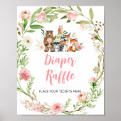 Rosa Florales Wald-Duschwindel-Raffle-Schild Poster (Vorne)