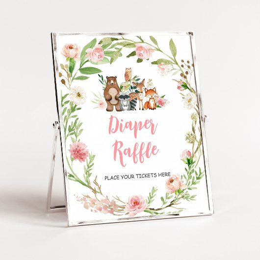 Rosa Florales Wald-Duschwindel-Raffle-Schild Poster