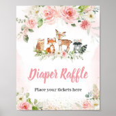 Rosa Florales Wald-Duschwindel-Raffle-Schild Poster (Vorne)