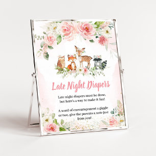 Rosa Florales Wald Späte-Nacht-Windeln-Schild Poster