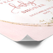 Rosa Florales Willkommens-Babyshower-Display-Schil Poster (Ecke)