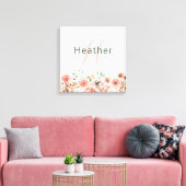 Rosa, floralgesteppte Canvas drucken Leinwanddruck (Insitu (Wohnzimmer))