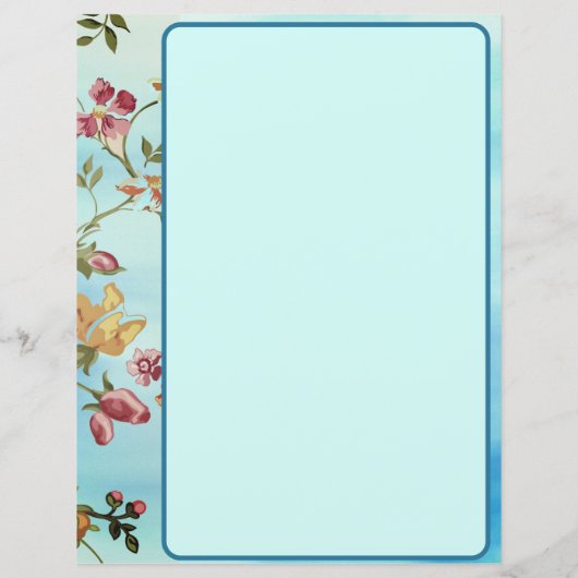 Rosa Florals auf blauem Personalisiert (Rückseite)