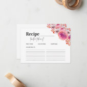 Rosa Florals Brautparty Rezept Karte (Vorderseite/Rückseite Beispiel)