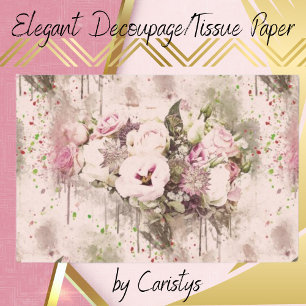Rosa Florals Decoupage Seidenpapier