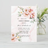 Rosa Florals Elegant Eukalyptus Paare Dusche Einladung (Stehend Vorderseite)