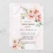 Rosa Florals Elegant Eukalyptus Paare Dusche Einladung (Vorne/Hinten)