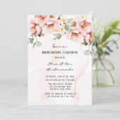 Rosa Florals Elegant Eukalyptus Paare Dusche Einladung (Stehend Vorderseite)