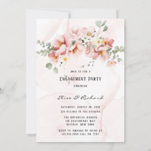Rosa Florals Elegante Eukalyptus Engagement Party Einladung