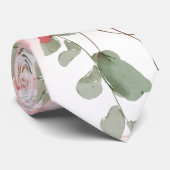 Rosa Florals Elegante Eukalyptus Wedding Groom Krawatte (Gerollt)