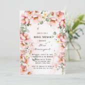 Rosa Florals Elegantes Eukalyptus-Brautparty Einladung (Stehend Vorderseite)
