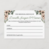 Rosa Florals Gedenkveranstaltung Teilnahme Begleitkarte (Vorderseite)