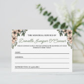 Rosa Florals Gedenkveranstaltung Teilnahme Begleitkarte (Stehend Vorderseite)