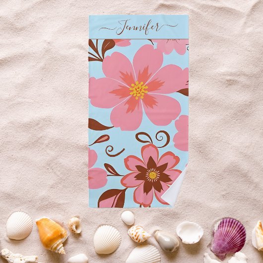 Rosa Florals - Pastel Vibes-Retro-Blume Strandtuch