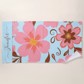 Rosa Florals - Pastel Vibes-Retro-Blume Strandtuch (Vorderseite)