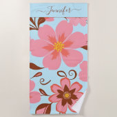 Rosa Florals - Pastel Vibes-Retro-Blume Strandtuch (Vorderseite)