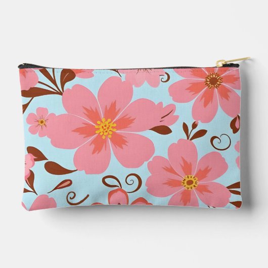 Rosa Florals - Pastel Vibes-Retro-Blume Zubehörtasche (Rückseite)