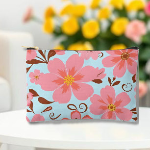Rosa Florals - Pastel Vibes-Retro-Blume Zubehörtasche