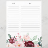 Rosa Florals und Gold-Geschenkliste (Rückseite)
