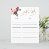 Rosa Florals und Gold-Geschenkliste (Stehend Vorderseite)