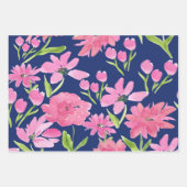 Rosa Florenwasserfarbe im Hintergrund der Marine Geschenkpapier Set (Vorderseite)