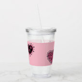 Rosa Flower Hearts Acryltrinkbecher (Links)