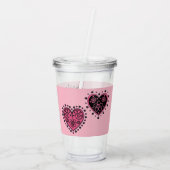 Rosa Flower Hearts Acryltrinkbecher (Rückseite)