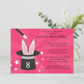 Rosa Flüchtige Blick-a-Boo Rabbit Custom Magic Bir Einladung (Stehend Vorderseite)