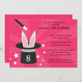 Rosa Flüchtige Blick-a-Boo Rabbit Custom Magic Bir Einladung (Vorne/Hinten)