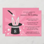 Rosa Flüchtige Blick-a-Boo Rabbit Custom Magic Geb Einladung (Vorne/Hinten)