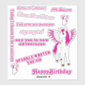 Rosa Flügeldrachen Aufkleber (Blatt)