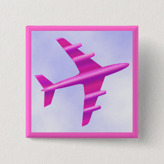 Rosa Flugzeug Button
