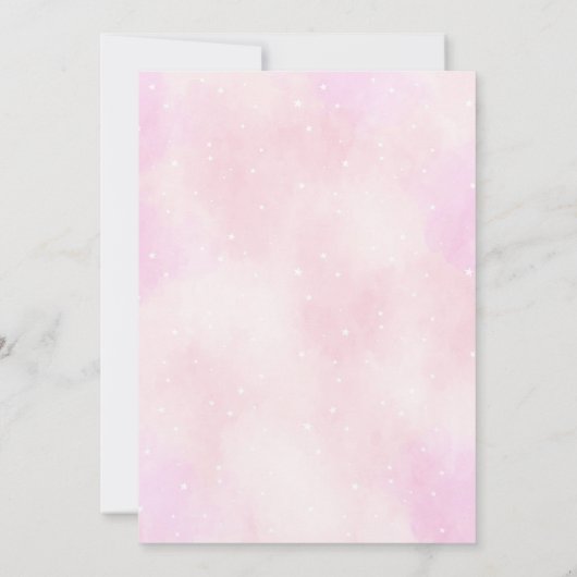 Rosa Flugzeug Flying Teddy Bear Clouds Babydusche Einladung (Rückseite)