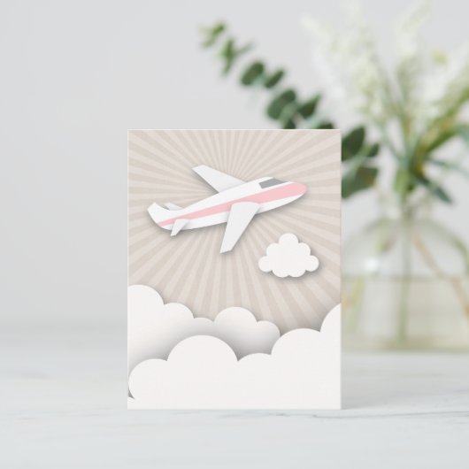 Rosa Flugzeug Geburtstagspartei Postkarte (Stehend Vorderseite)