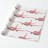 rosa Flugzeug Geschenkpapier (Ungerollt)