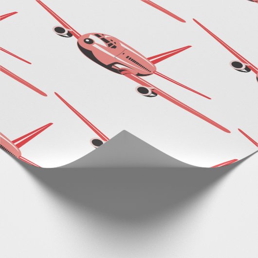 rosa Flugzeug Geschenkpapier (Ecke)