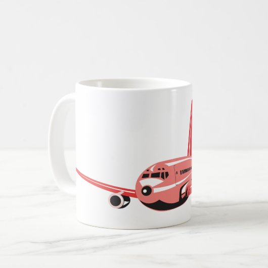 rosa Flugzeug Kaffeetasse (Vorderseite Links)