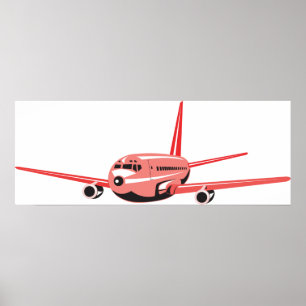 rosa Flugzeug Poster
