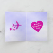 Rosa Flugzeug Valentine Feiertagskarte (Innenseite)