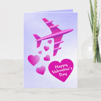 Rosa Flugzeug Valentine Feiertagskarte