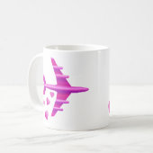 Rosa Flugzeug-Valentinsgruß Kaffeetasse (Vorderseite Links)