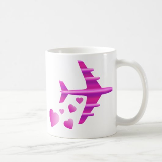 Rosa Flugzeug-Valentinsgruß Kaffeetasse (Rechts)