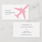 rosa Flugzeug Visitenkarte (Vorne/Hinten)