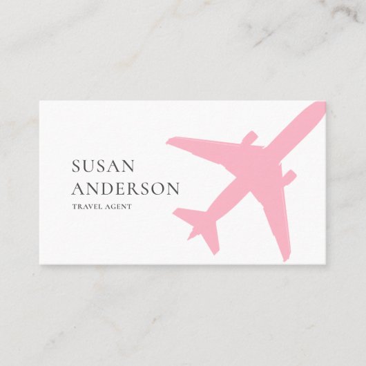 rosa Flugzeug Visitenkarte (Vorderseite)