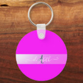 Rosa fluoreszierendes Monogramm Schlüsselanhänger (Vorderseite)